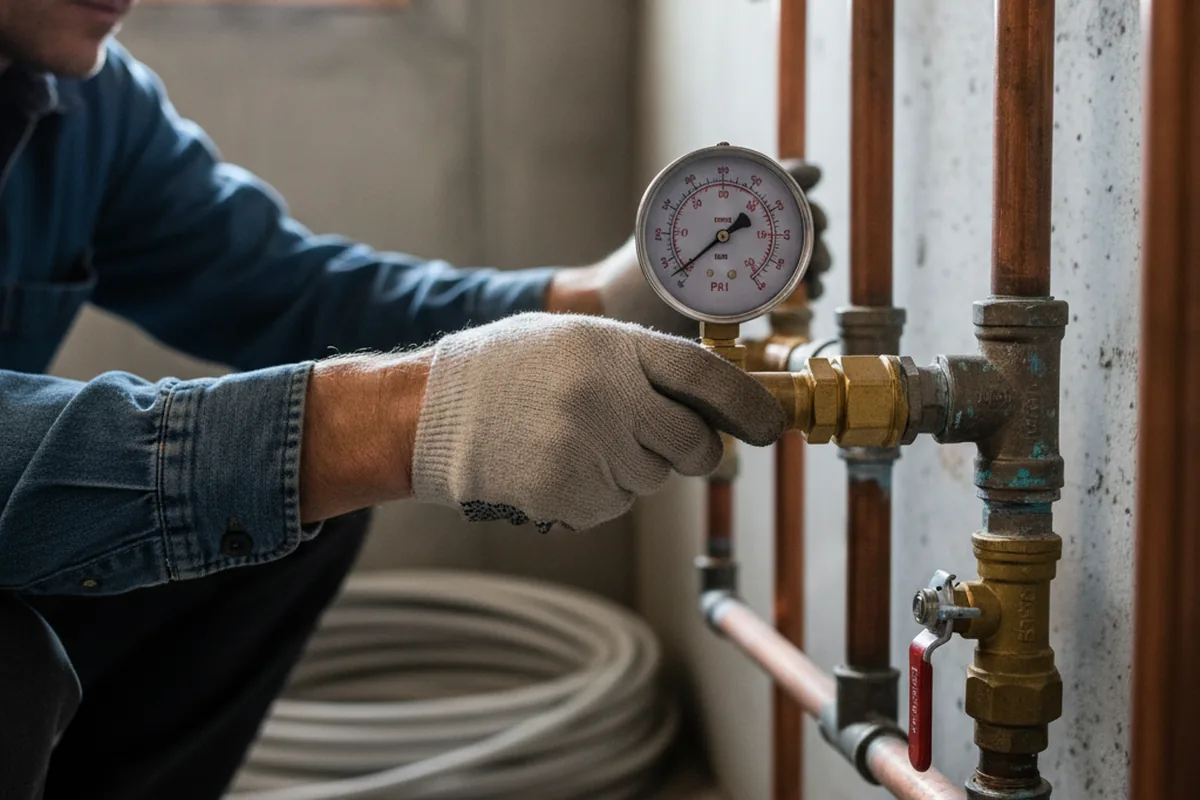 Pressure testing a repaired line during Water Line Repair in McAdenville